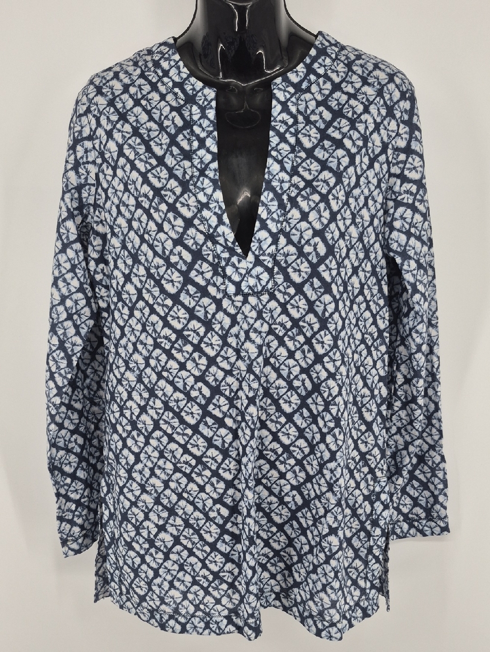 Michael Kors Womens S Long Sleeve Tunic Blouse Beach Cover Seashell Print Cotton